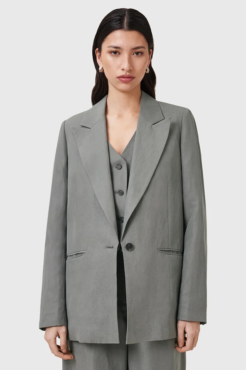 

AllSaints AVERIE Блейзер из смесового льна, серый