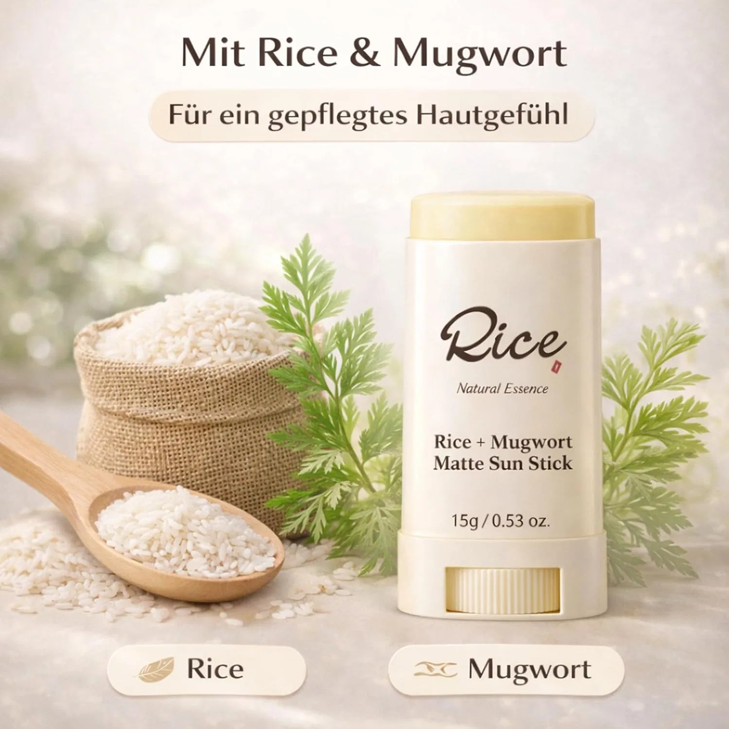 Матовый солнцезащитный стик «Rice & Mugwort» SPF 50+ PA++++ Meitrend — фото 2