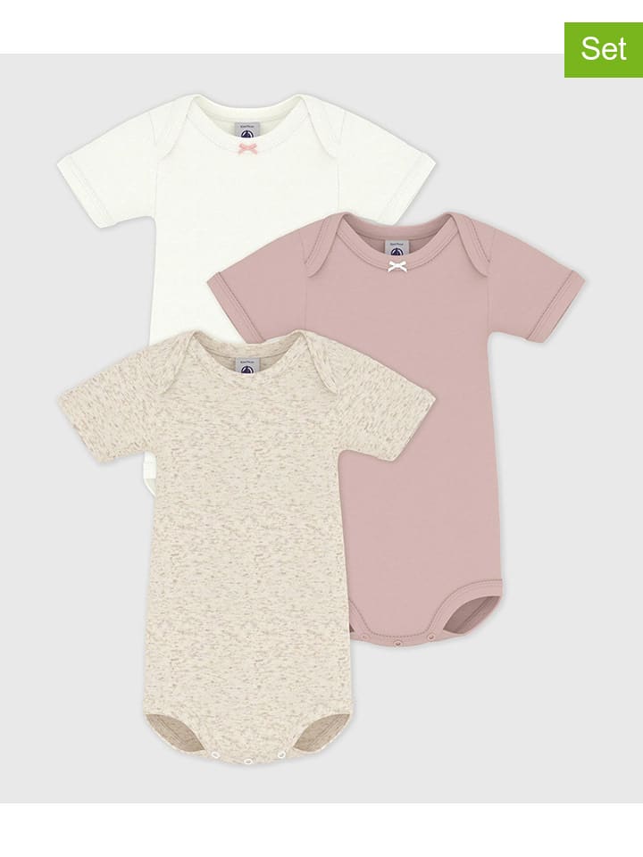 

PETIT BATEAU Комплект из 3 боди розового/бежевого/белого цвета