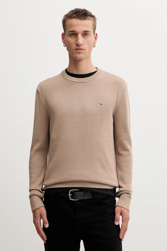 

Хлопковый свитер Tommy Jeans, коричневый