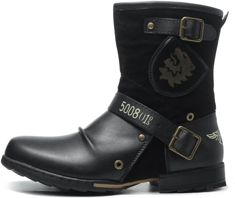 

Мужские вестерн-бутсы ZZQTBCDKY с вышивкой, ковбойские ботинки на молнии, короткие ботинки с круглым носком, рабочая обувь, черный