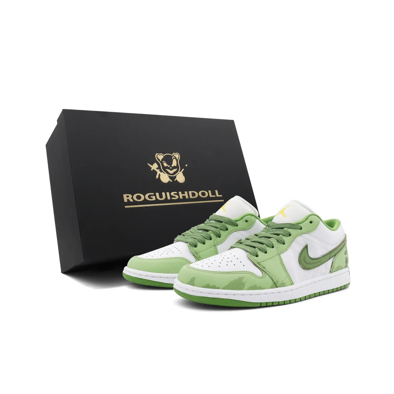 

Кроссовки Air Jordan 1 Skateboarding Shoes Men Low-top White/green, зеленый