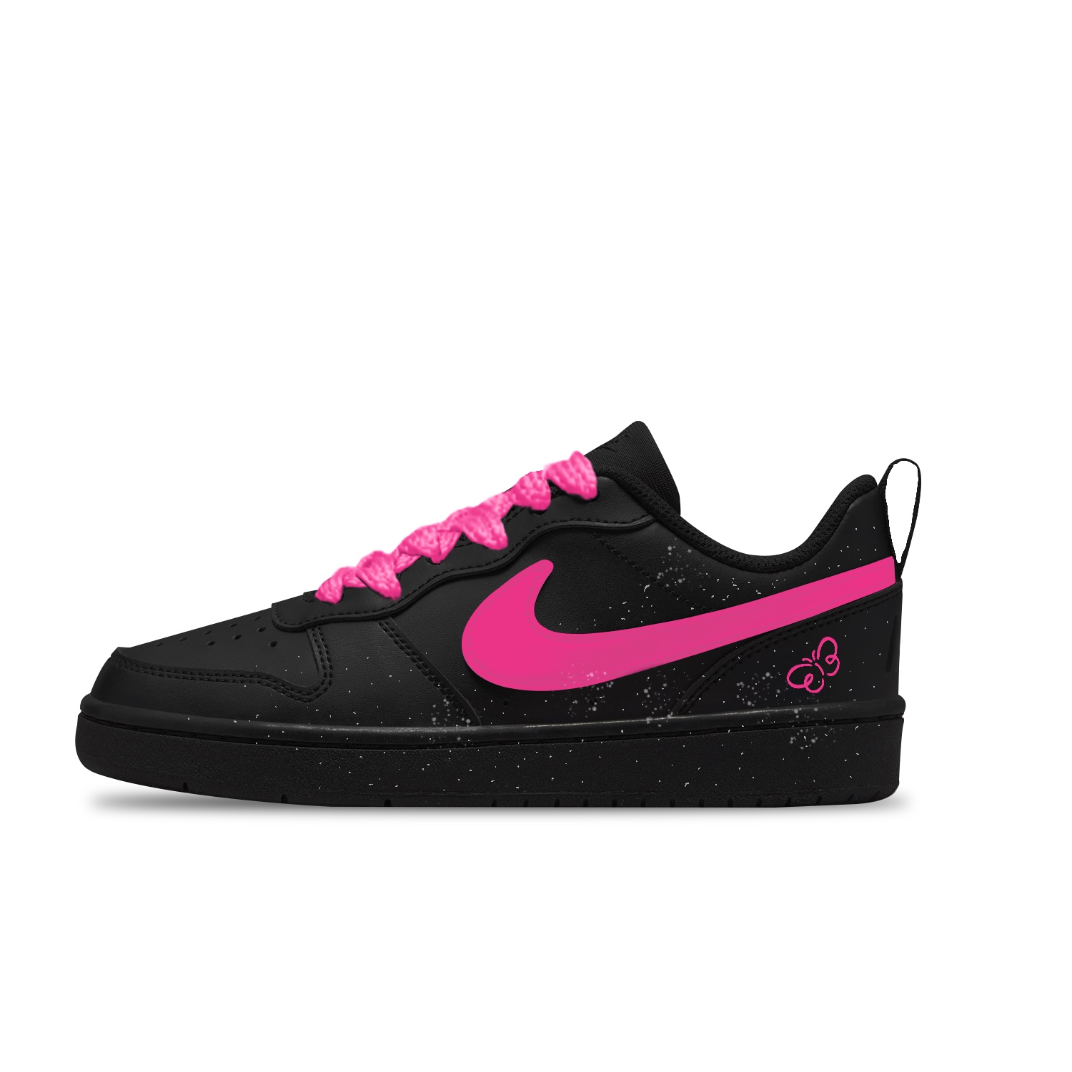 

Nike Кроссовки для скейтбординга Court Borough Rose Butterfly Slip Resistant Abrasion Resistant низкие детские Black Pink Unisex