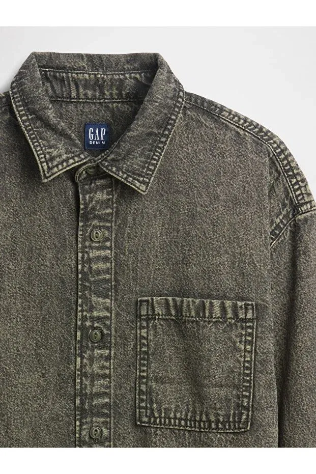 Детская рубашка для мальчиков с длинным рукавом Gap, Dark Gray — фото 3