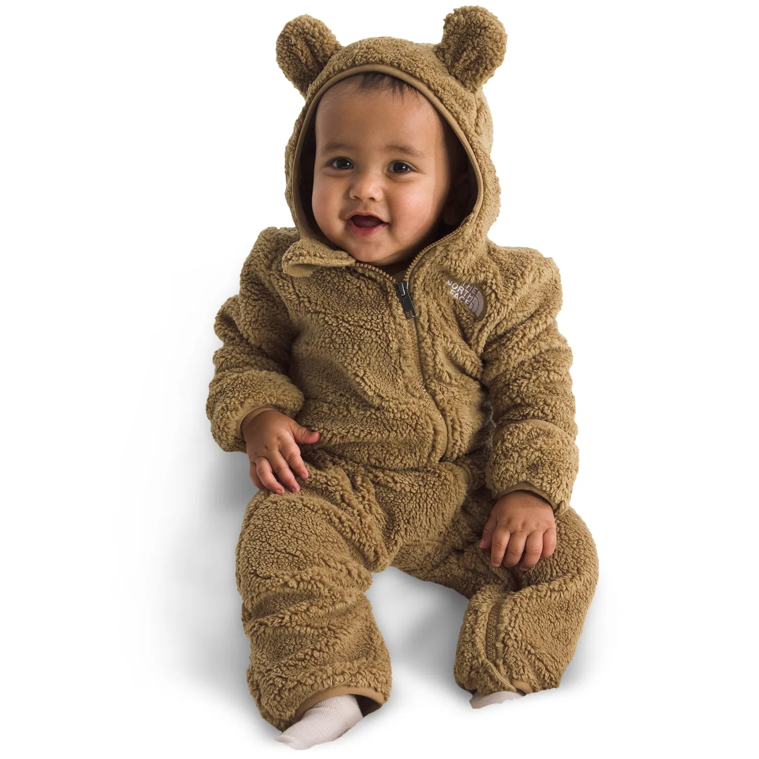 Комбинезон-боди флисовый с капюшоном и ушками Baby Campshire One-Piece The North Face, Teddy Brown — фото 2