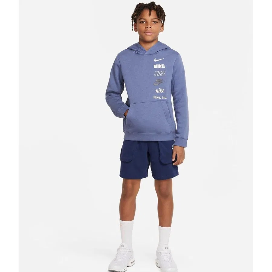 Детский худи из футера с капюшоном Nike Sportswear, Синий — фото 2