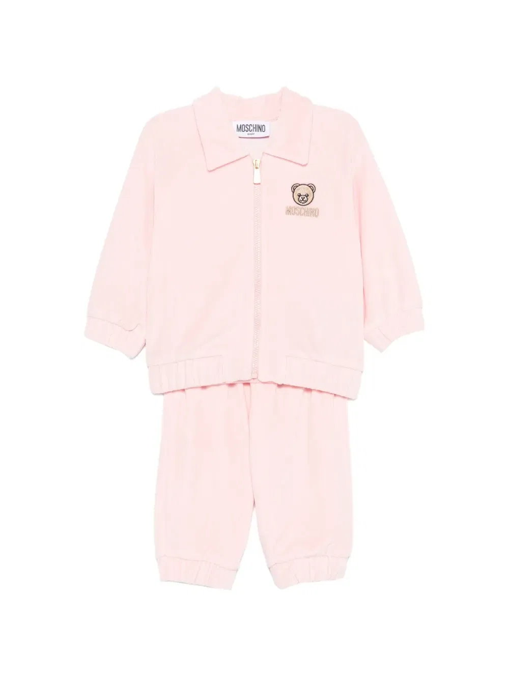 Спортивный костюм, украшенный вышивкой в виде мишки Тедди Moschino Kids, розовый