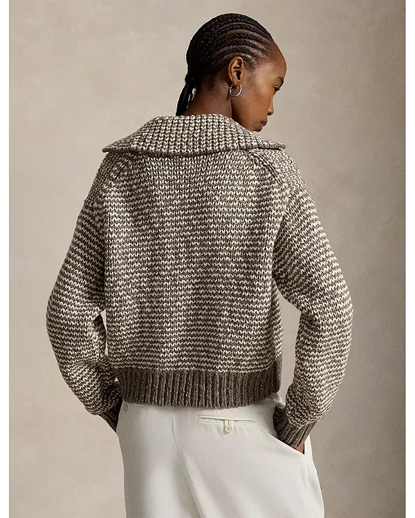 Женский свитер с воротником-хомутом и длинным рукавом Ralph Lauren, Stone Grey/Cream Stripe — фото 3