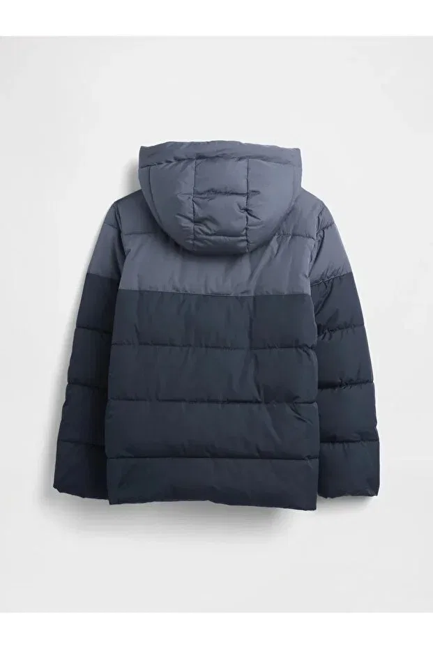 Детское зимнее пальто-пуховик для девочек с капюшоном V-Warmest puffer Gap, Navy Blue — фото 3
