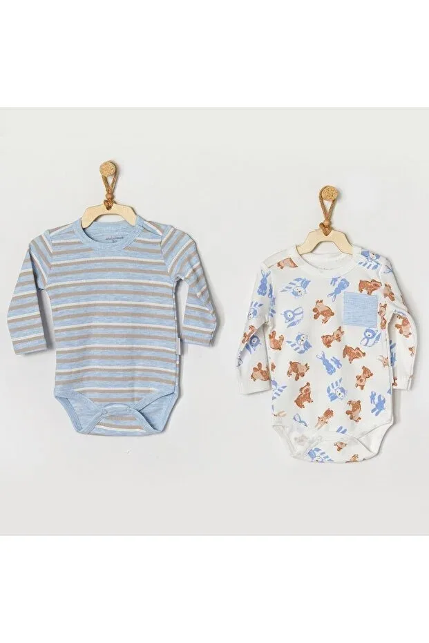 Детское боди-комбинезон с длинным рукавом 2-pack Bear Friends Andywawa, Blue