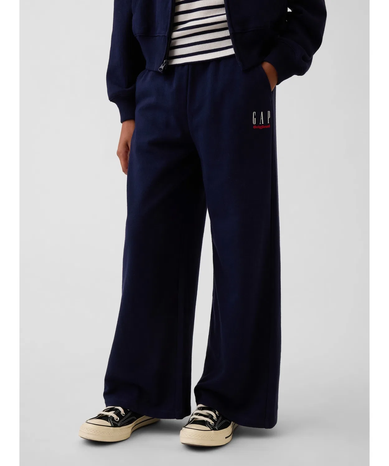Детские широкие спортивные штаны из футера с логотипом GAP, Navy
