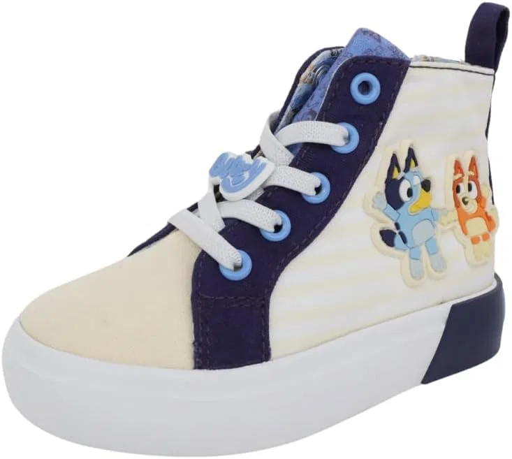 Детские кроссовки-высокие с принтом Bluey и Bingo на молнии Ground Up, Blue/White — фото 3