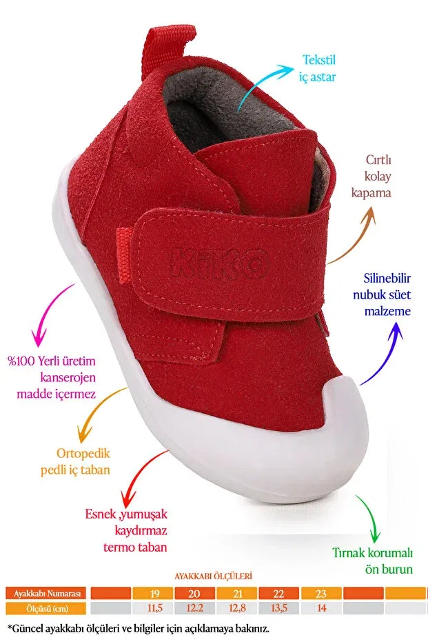 Детские ботинки для девочек на липучке Winnie first step Kiko Kids, Красный — фото 2