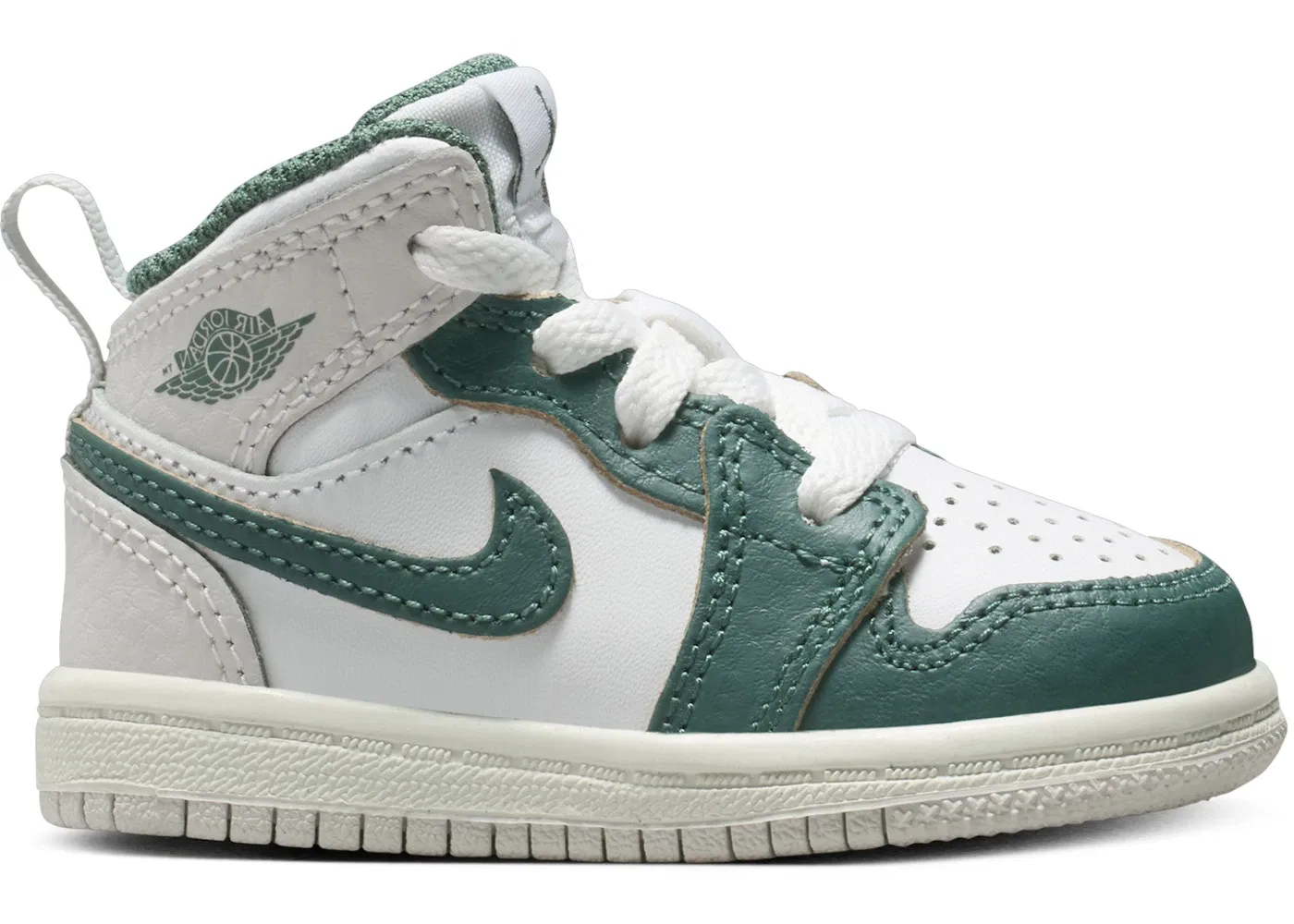 Детские кроссовки с классическим дизайном Jordan 1 Mid SE Jordan, White/Sail/Neutral Grey/Oxidized Green