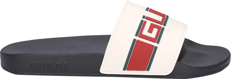 

Кроссовки Gucci Stripe Rubber Slide Sandal White Red Green, белый