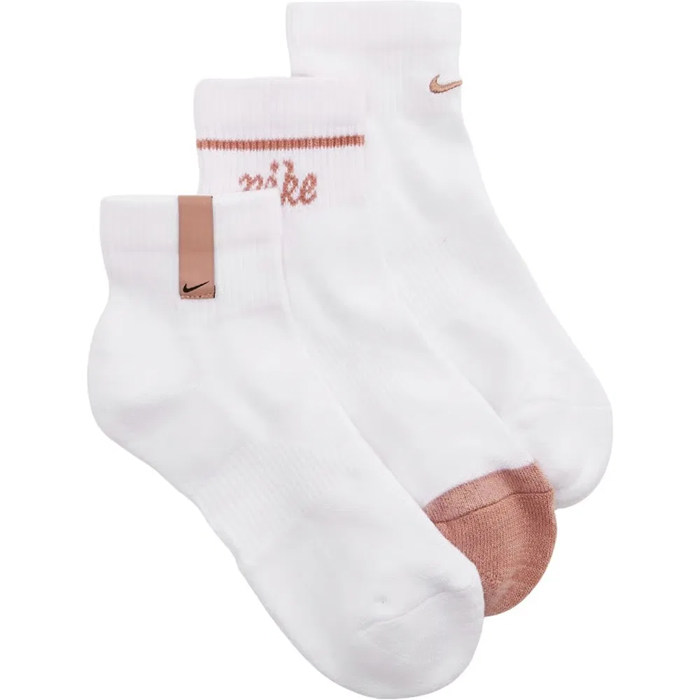 Комплект из 3 пар повседневных носков с мягкой подкладкой до щиколотки Nike, White/Pink