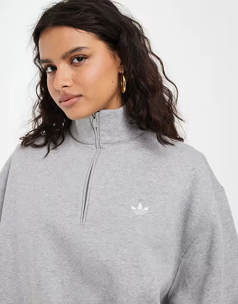 Толстовка Adidas Originals Essential с застежкой-молнией до середины груди, серый