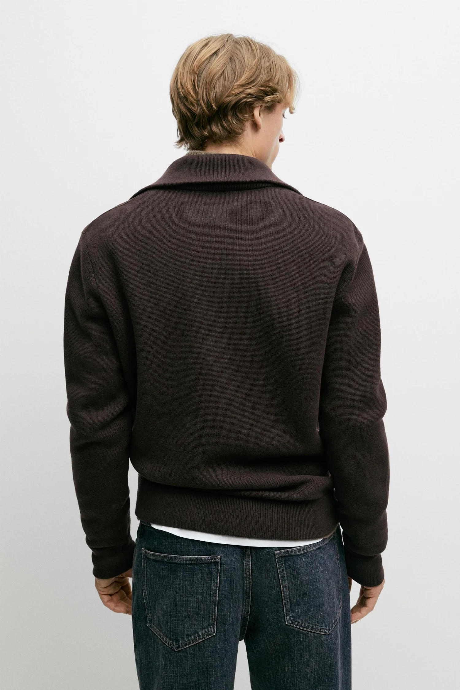 Замшевая куртка Massimo Dutti Mixed fabric, коричневый — фото 3