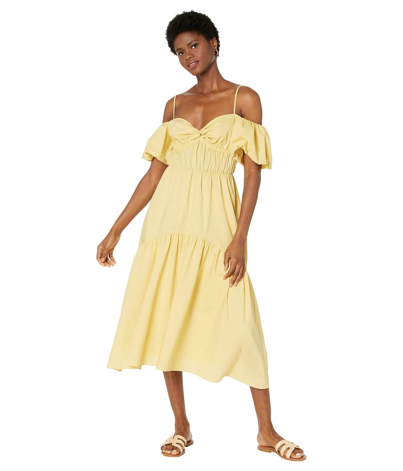 

Платье Vince, Draped Puff Sleeve Tiered Dress