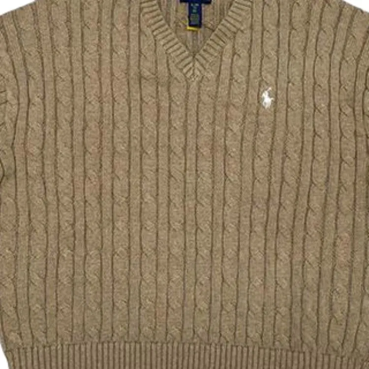 Детский свитер с V-образным вырезом Polo Ralph Lauren, Khaki — фото 4