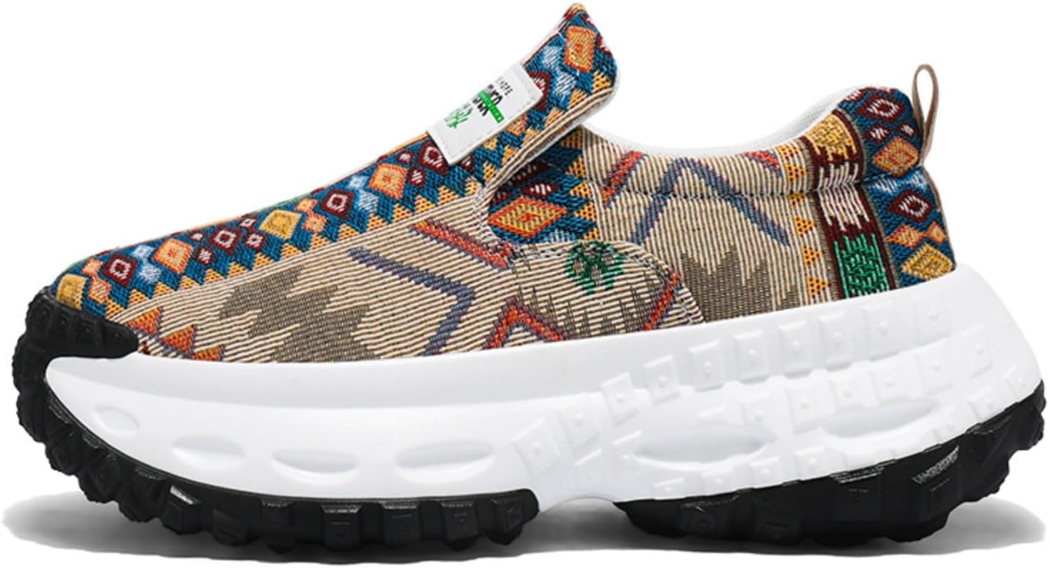 

Дышащие мужские слипоны в стиле «папиных кроссовок» с вышивкой, легкие кроссовки на платформе с толстой амортизирующей подошвой, удобная обувь для повседневной ходьбы Azttoztto, бежевый