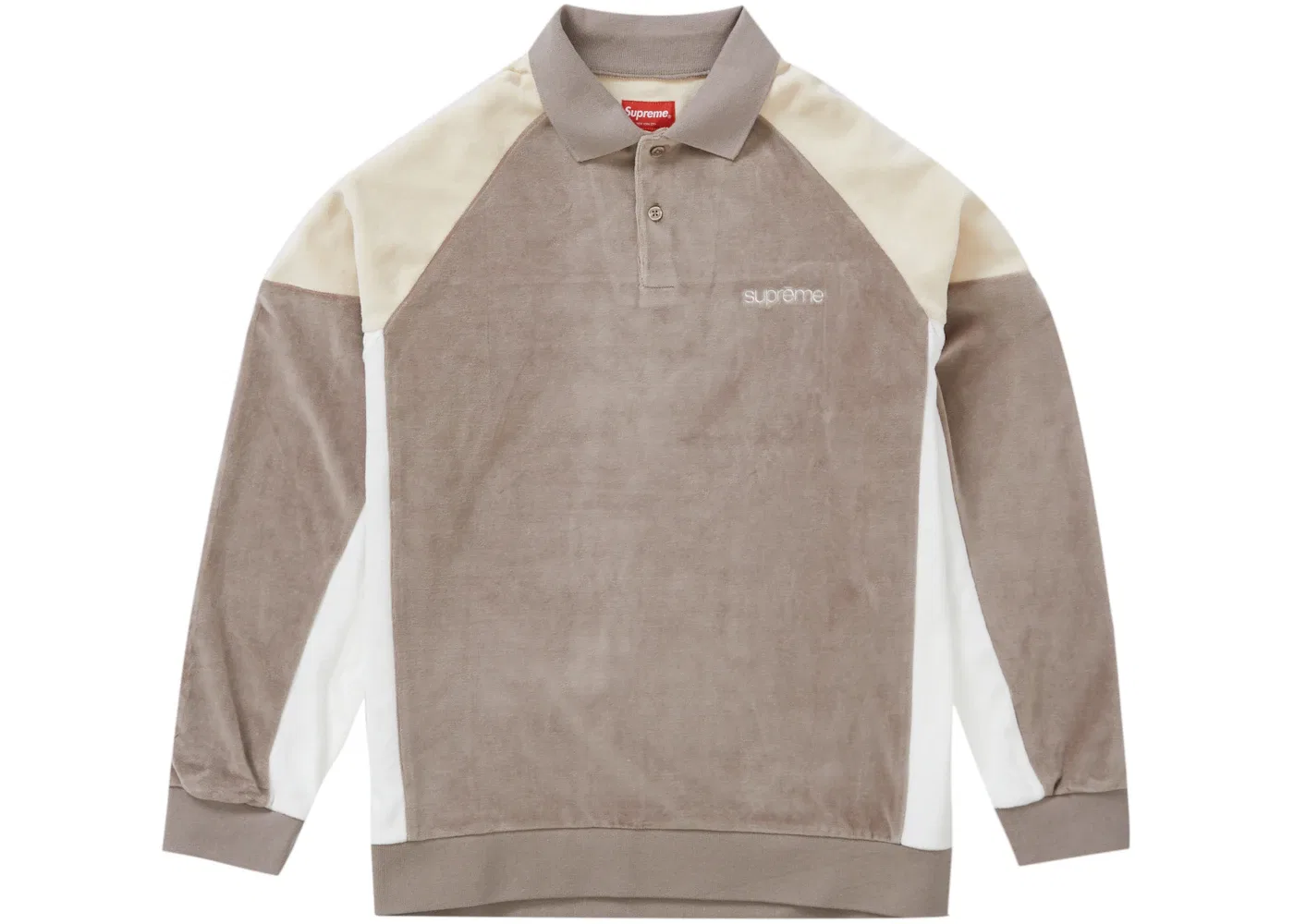 Мужское поло с длинным рукавом Supreme Paneled Velour, цвет Light Brown