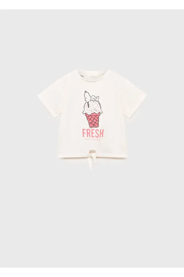 Детская футболка с принтом Snoopy Mango Baby, Off White