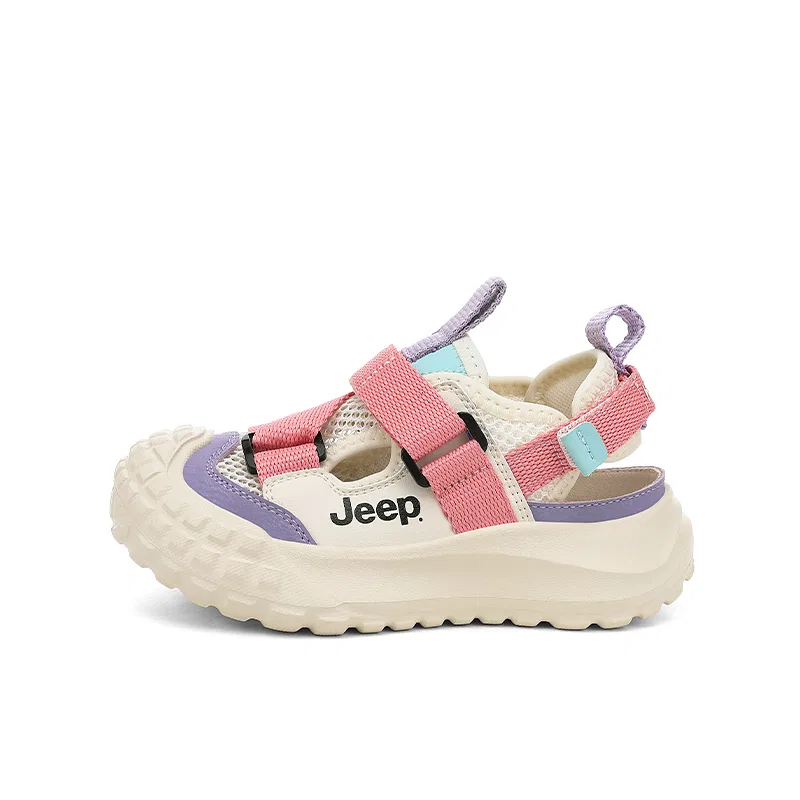 Детские сандалии из синтетической кожи с закрытым носком Jeep, Candy Pink/Ivory White