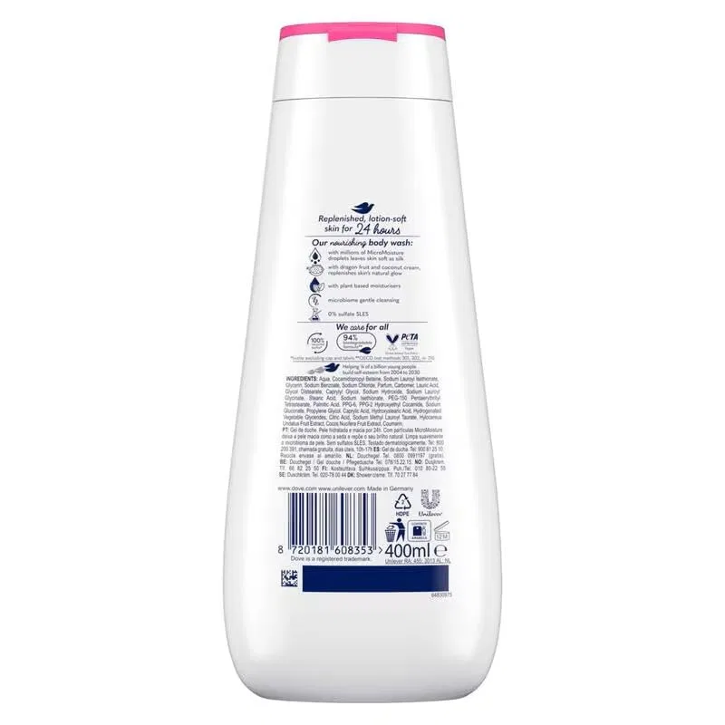 Гель для душа Regenerating, Dove, набор 6 шт, 400 мл, Dragon Fruit and Coconut Cream — фото 2