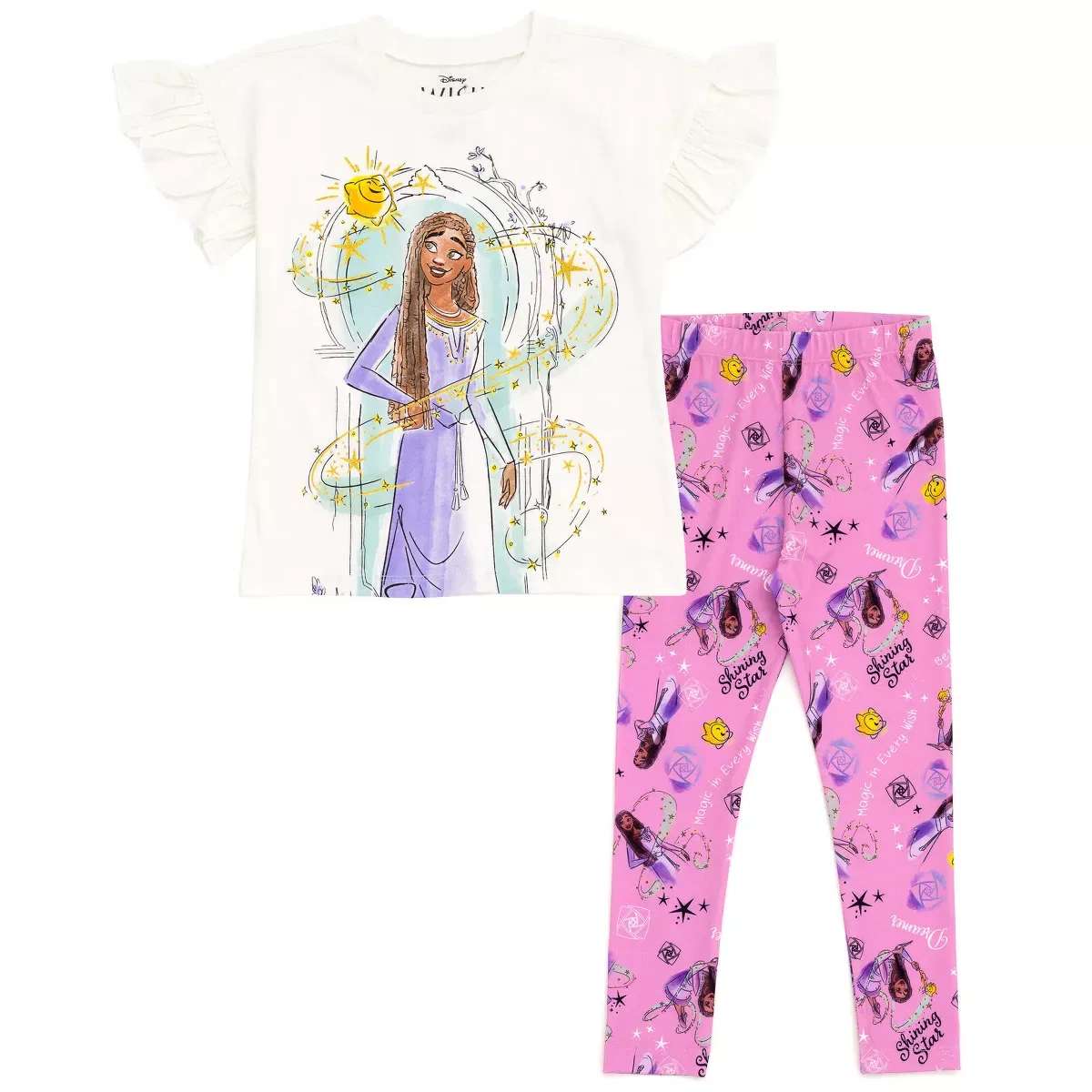 Детский комплект футболки и леггинсов с принтом Disney Wish Asha Star, Disney, Purple