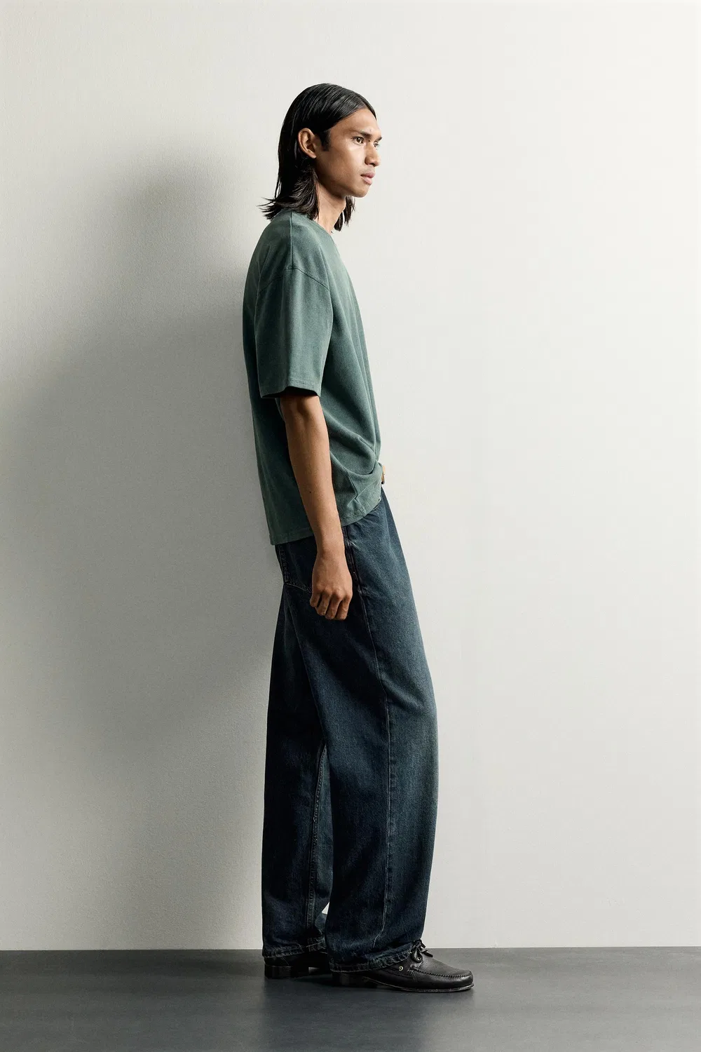 Футболка из фактурной трикотажной ткани с эффектом потертости ZARA, Green — фото 4