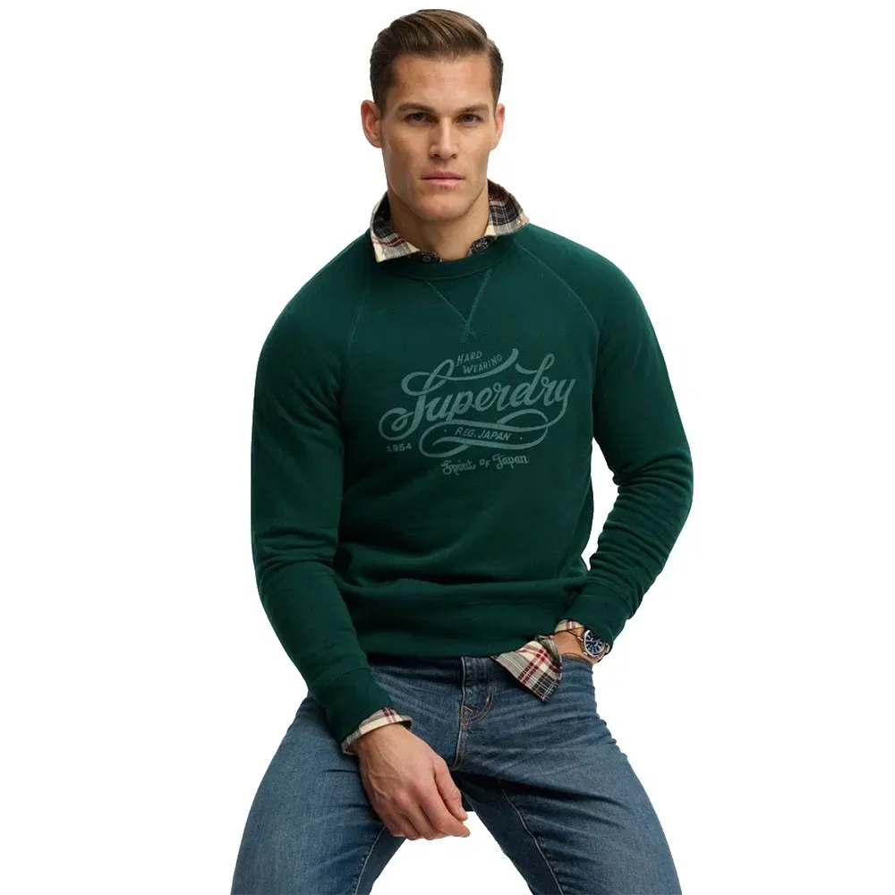 Свитшот с принтом Merchant Vintage Superdry, зеленый — фото 4