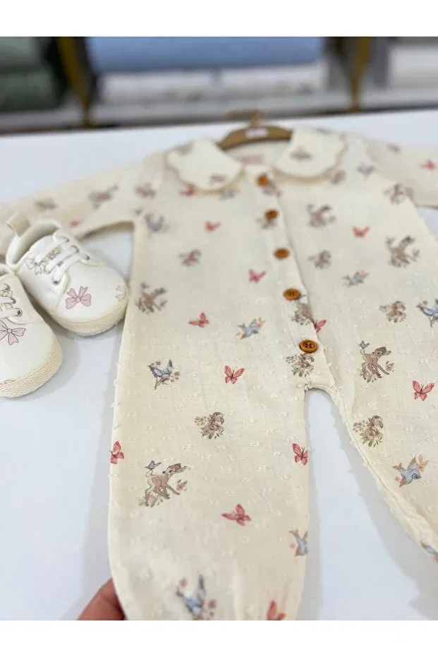 Детский комбинезон для девочек с принтом Gaye Ev Tekstili, Beige — фото 2