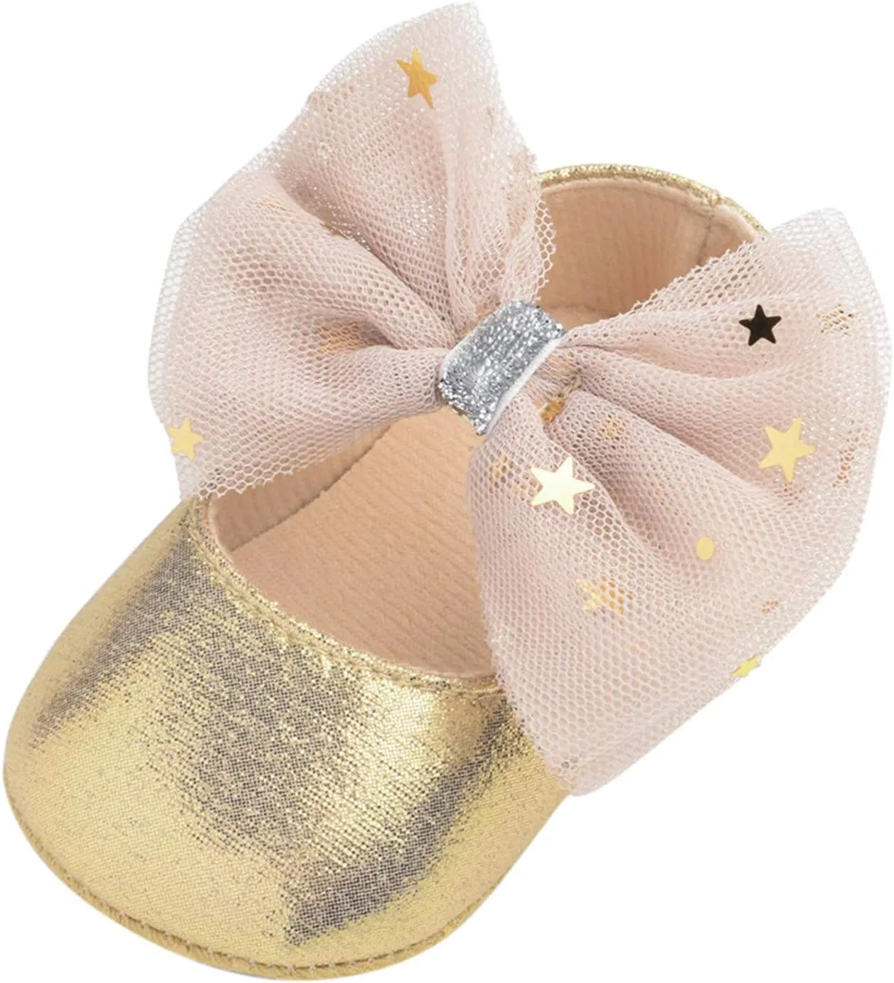 Детские туфли для девочек с бантом Mary Girls Dress, Gold
