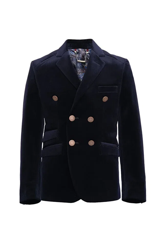 Детский блейзер для девочек двубортный Micio, Navy Blue — фото 3