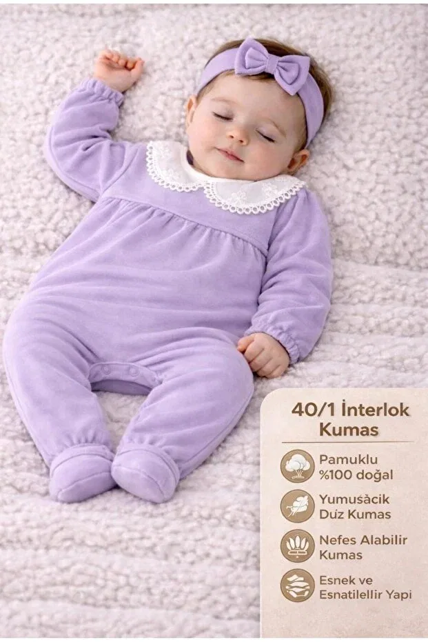 Детский комплект для новорожденных девочек хлопковый Alnaymino, Lilac — фото 4