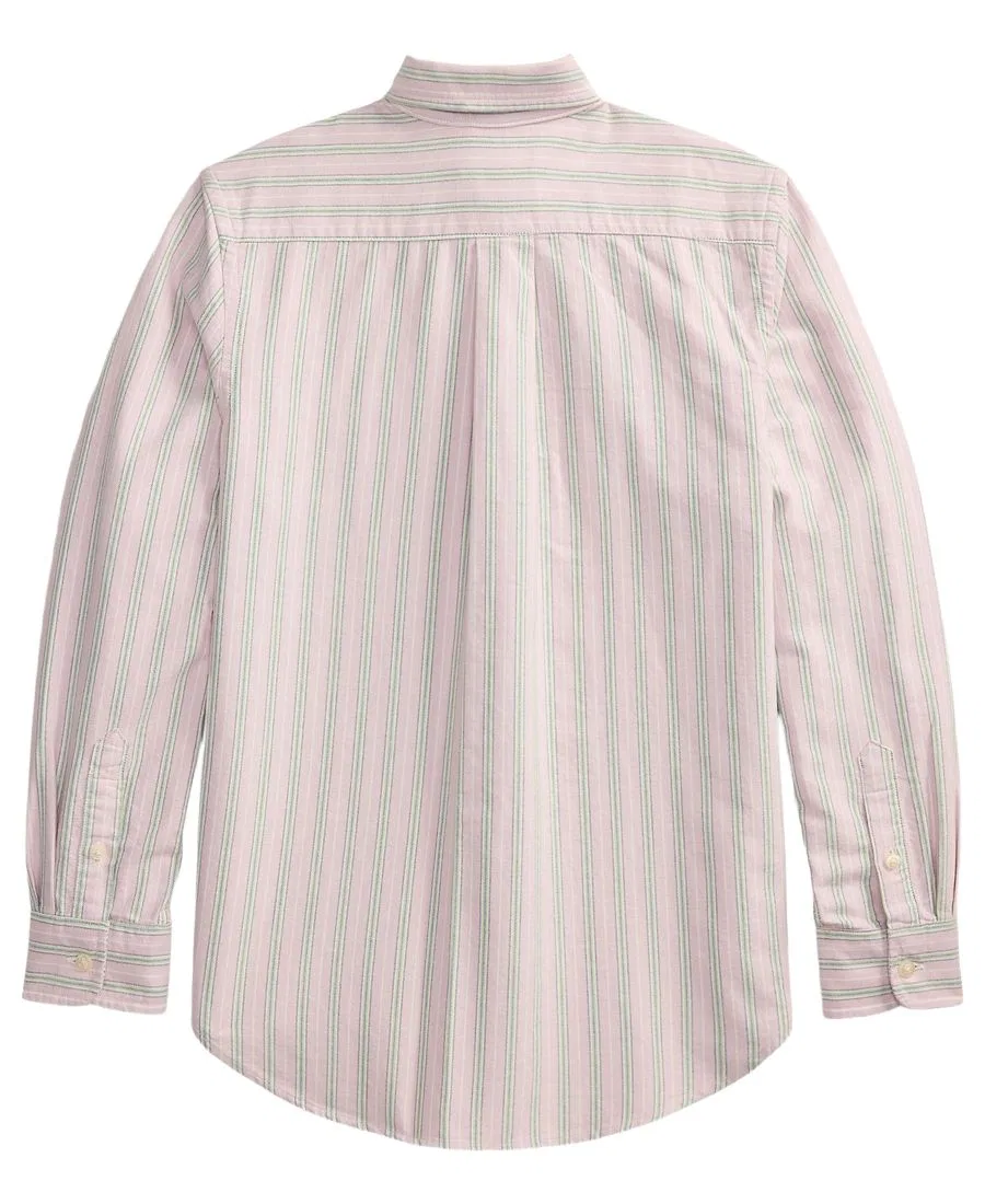 Оксфордская рубашка в полоску с вышивкой Pony Polo Ralph Lauren, Lavender Green Multi — фото 2