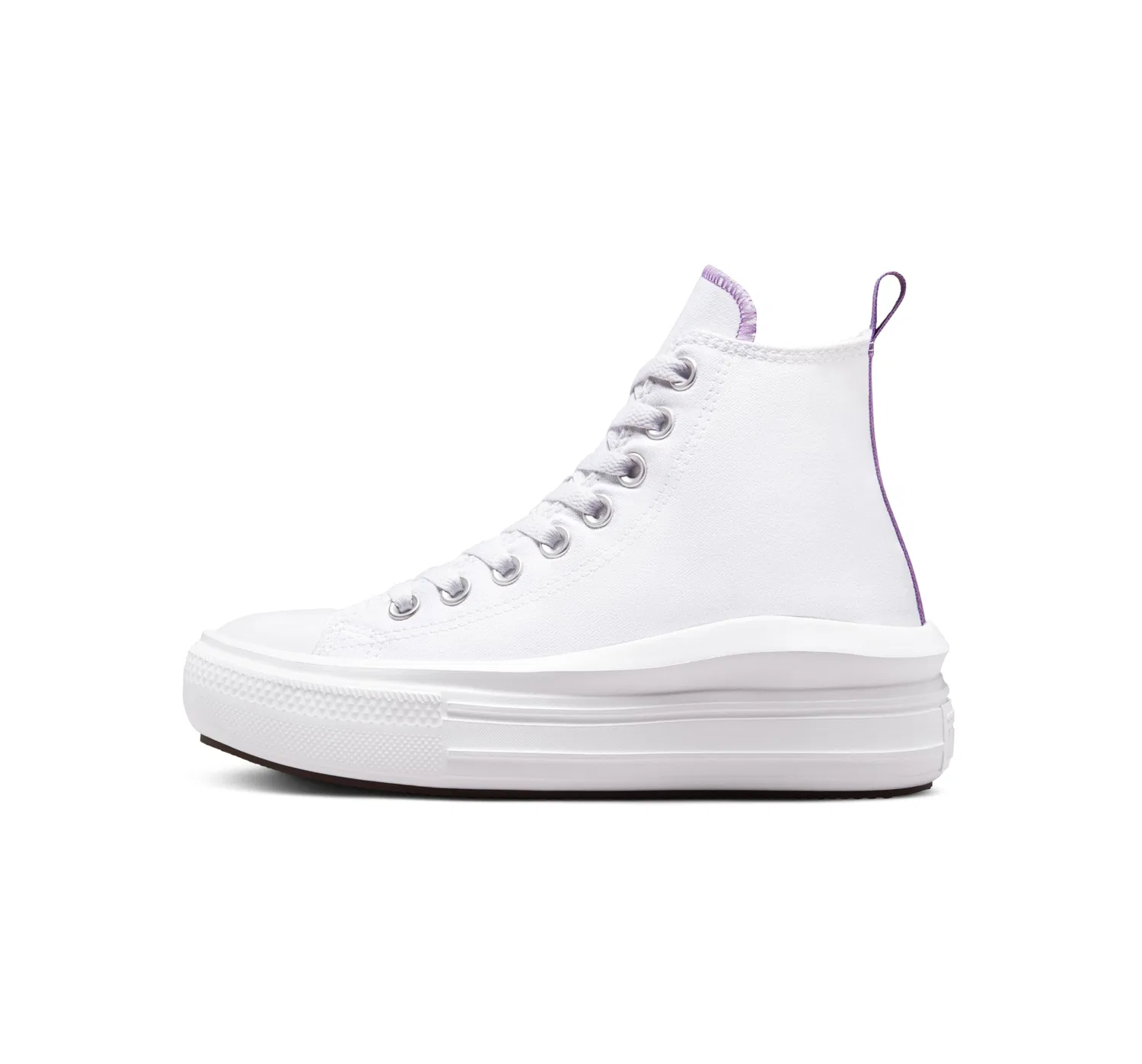 Детские кроссовки для девочек на платформе Chuck Taylor All Star Move Platform Converse, White Purple Pixel — фото 3