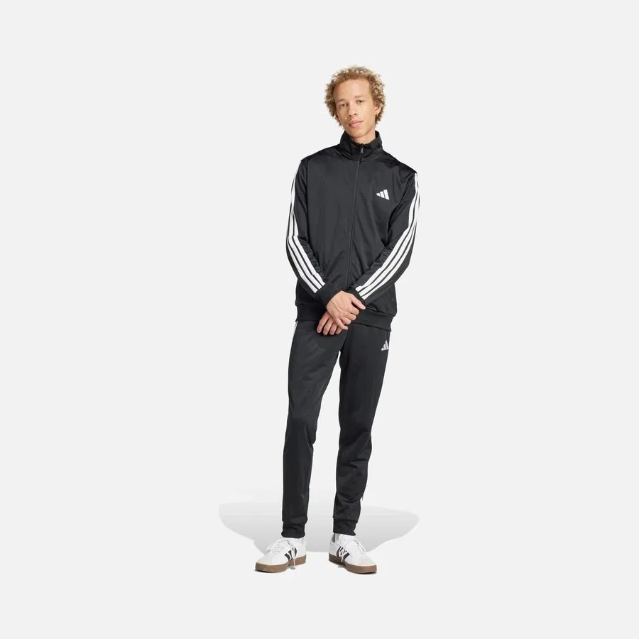 Костюм спортивный с длинным рукавом, модель Sportswear Basic 3-Stripes Tricot Regular Fit With Mid Rise Full-Zip, adidas, Черный