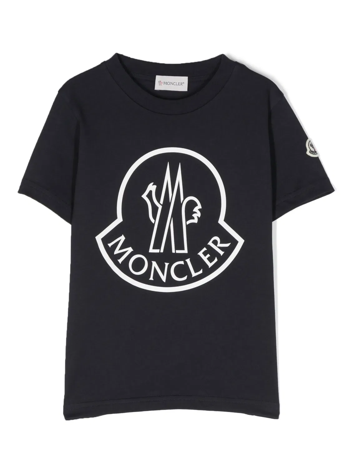 Футболка с логотипом из хлопка Moncler, полуночный синий