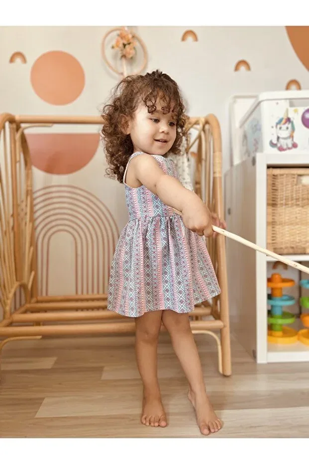 Детское платье для девочек с квадратным вырезом Design Kidsabu, Pink — фото 4