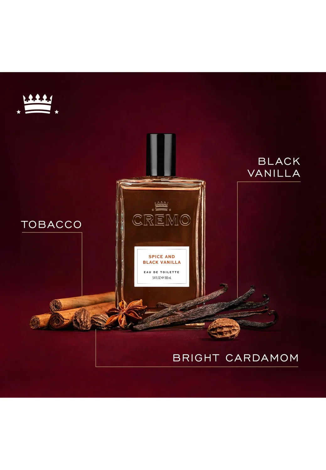 Spice & Black Vanilla Edt для мужчин - туалетная вода Cremo, 100 мл — фото 2