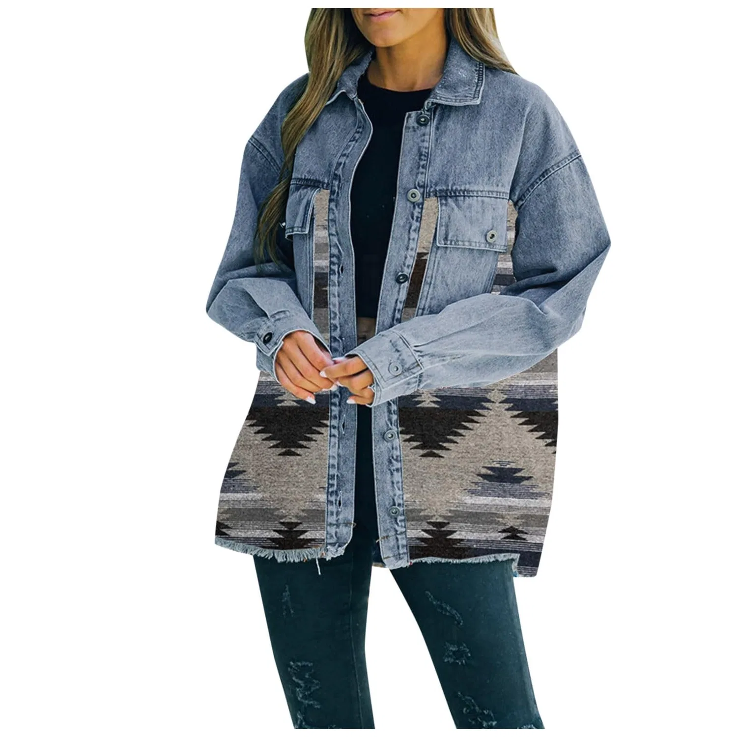 Женская джинсовая куртка с пуговицами Vintage Denim, Blu