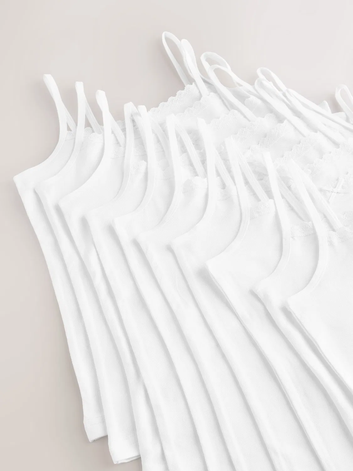 Топы майки-борцовки набор 10 шт, Elastic Strappy Cami Vests Next, белый — фото 4