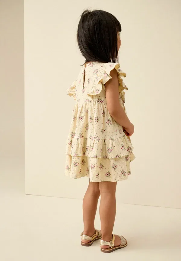 Платье с цветочным принтом Regular fit - sleeveless frill bow detail summer dress - day dress Next, Ecru, экрю — фото 3