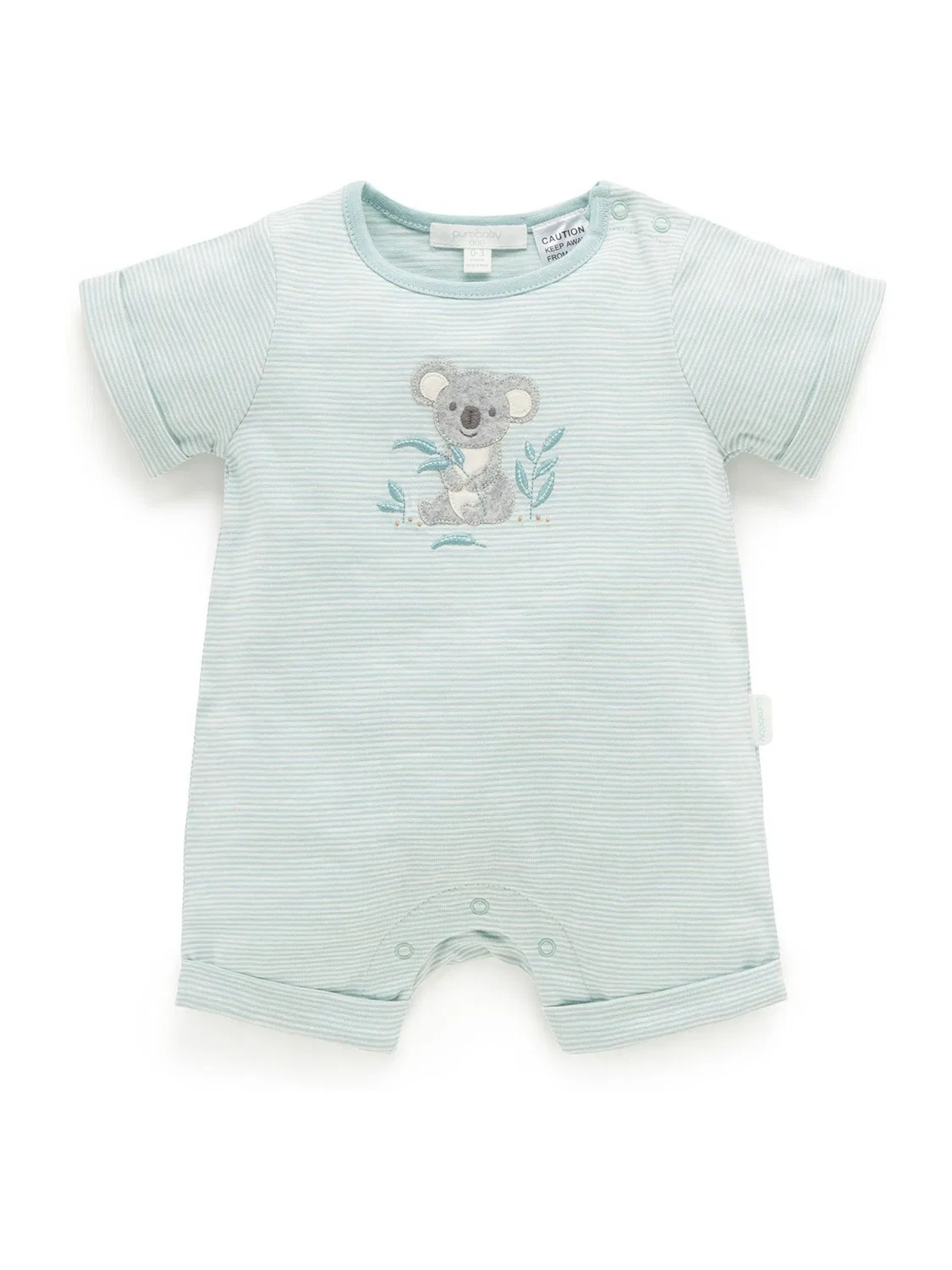 Ромпер короткий с коалой Purebaby, зеленый
