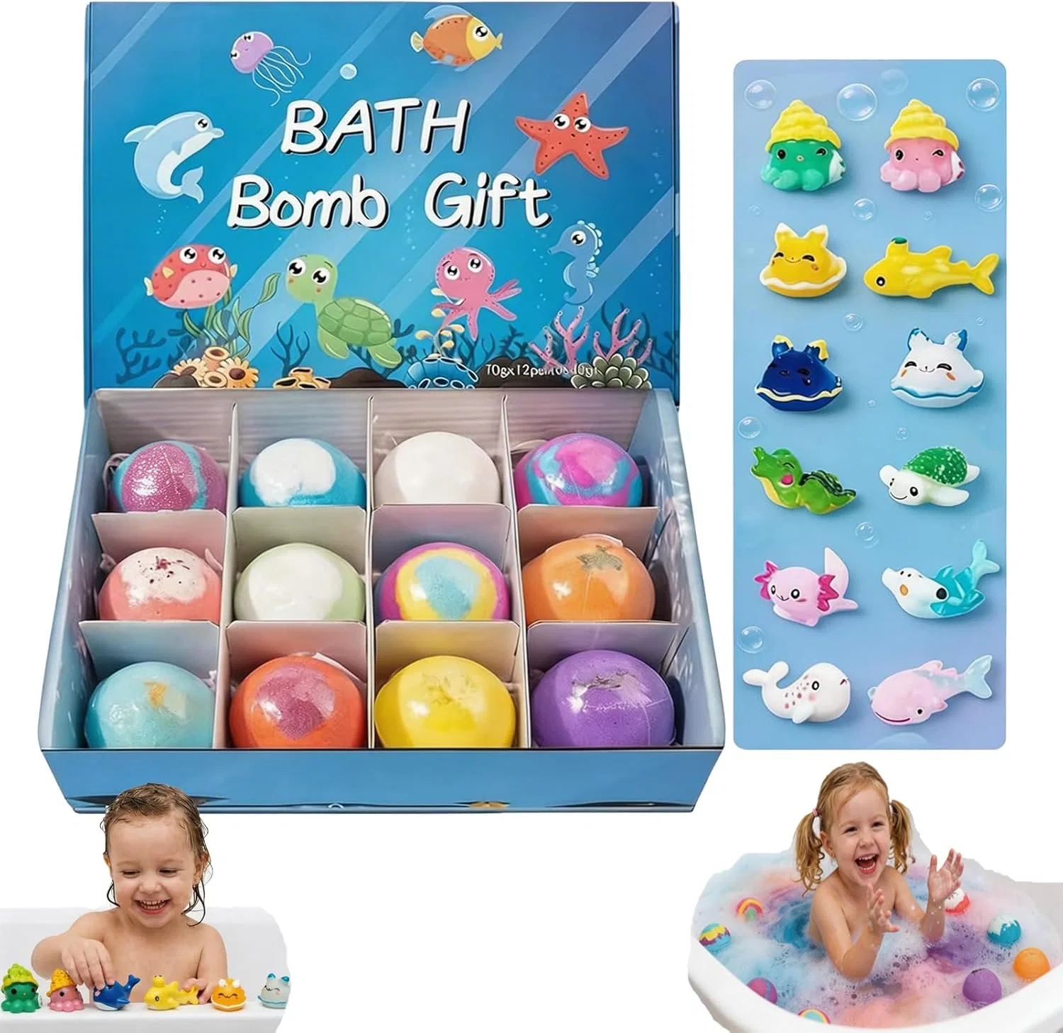 Детские бомбочки для ванны с игрушкой внутри, 12 шт, Strawberry, 60 г Generisch