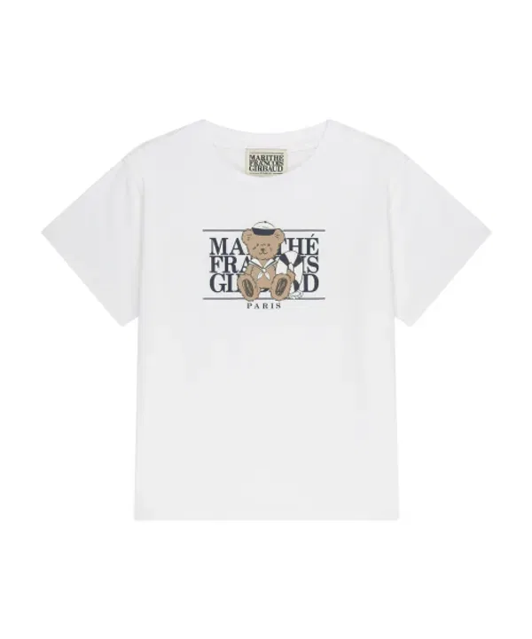 Футболка с принтом Marine Bear Classic Logo Tee, Marithé Kids, белый — фото 2