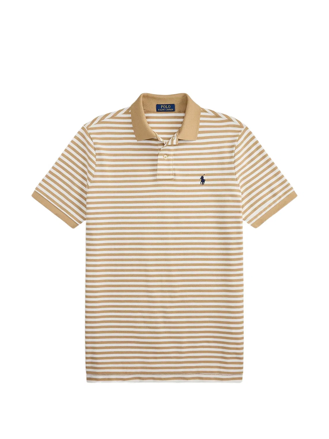 Хлопковое поло в полоску Polo Ralph Lauren, нейтральные