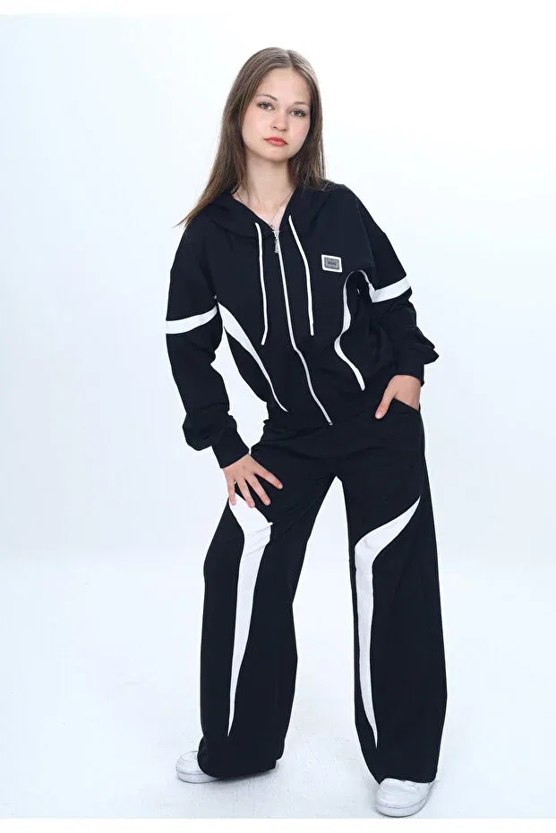 Детский спортивный костюм для девочек с принтом Jannock, Black
